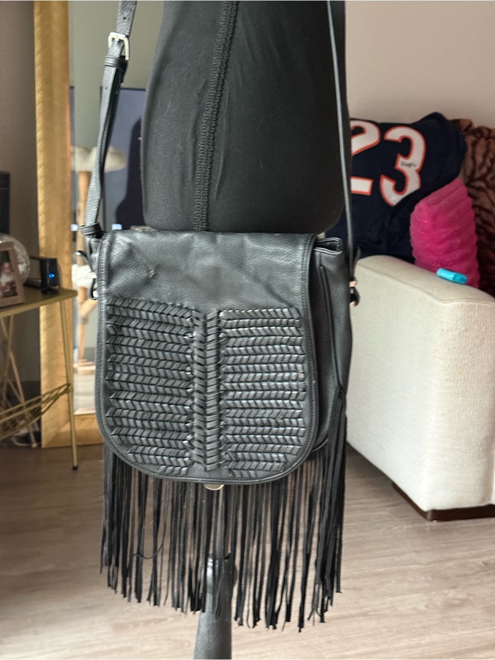 BCBGeneration Black Braided Fringe Crossbody - Picture 5 of 8